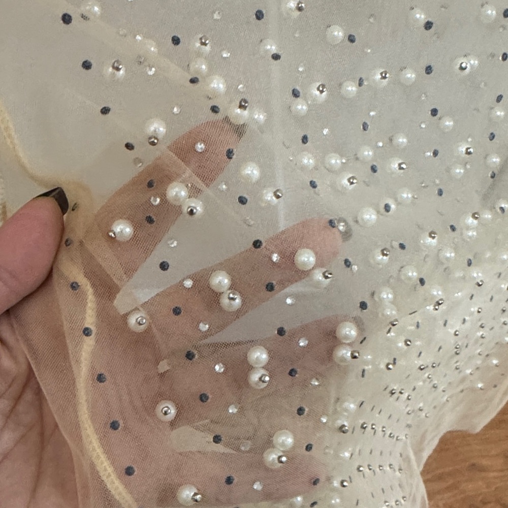 Sheer Long Sleeve Top with Rhinestones - Picture 4 of 4